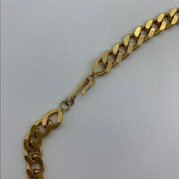 Vintage Art Deco Enamel Geometric Curb Chain Necklace 80s - Picture 8 of 11